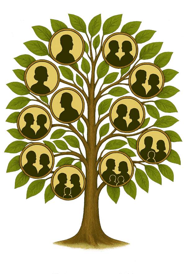image of a tree with profile silhouettes to illustrate we are all connected